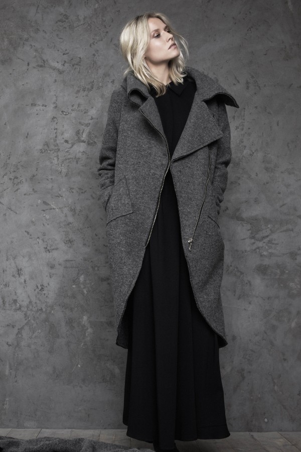  gray woolen coat with lining