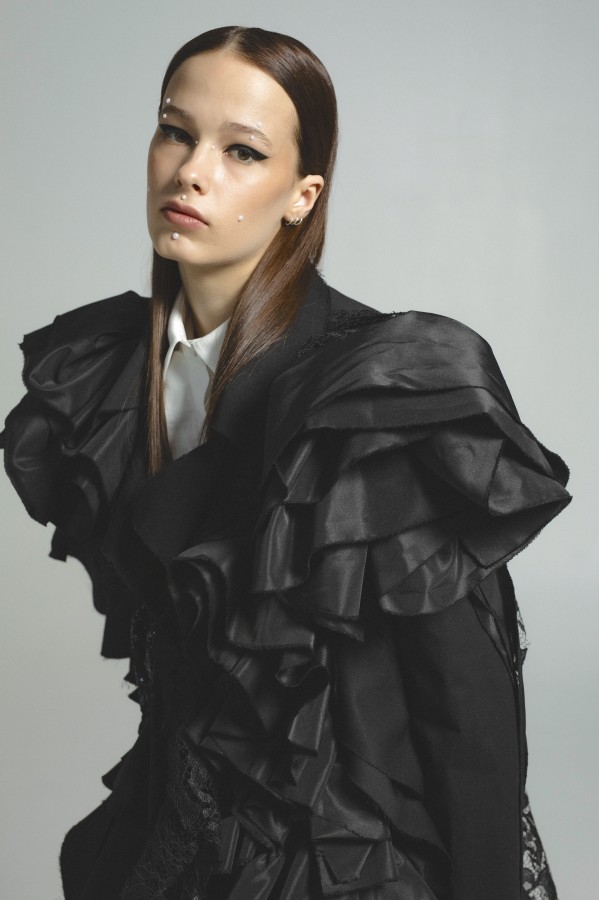Black Ruffle Avant-Garde Blazer