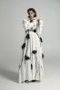 WHITE LONG DRESS WITH FLOWERS AND LONG SLEEVES WHITE LONG DRESS WITH FLOWERS AND LONG SLEEVES