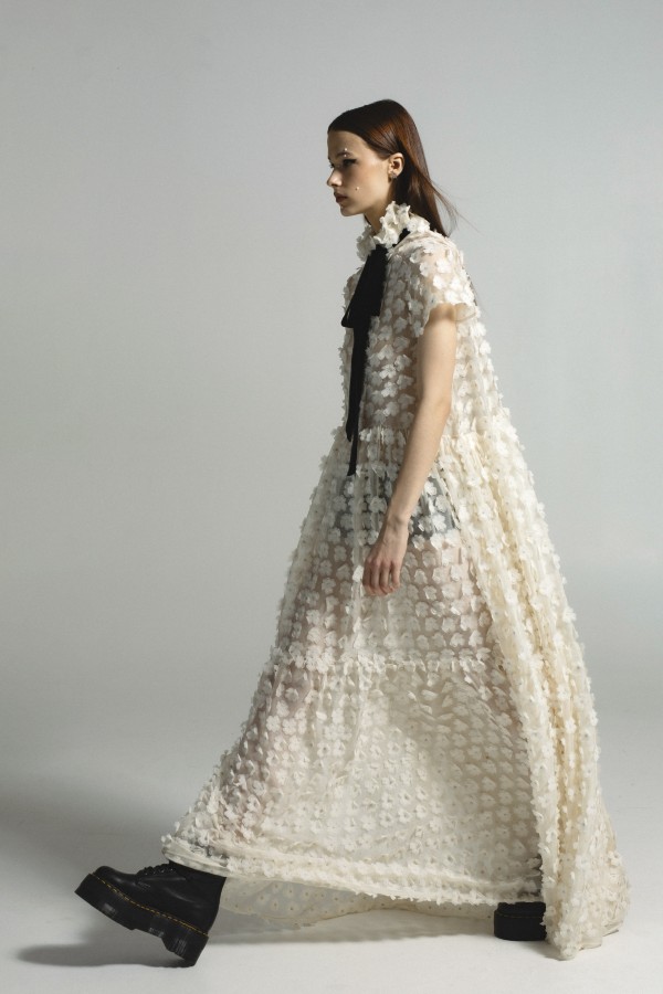 long light dress with black ribbon long light dress with black ribbon