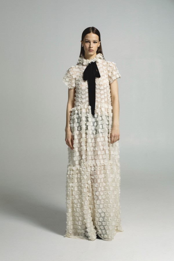 long light dress with black ribbon long light dress with black ribbon