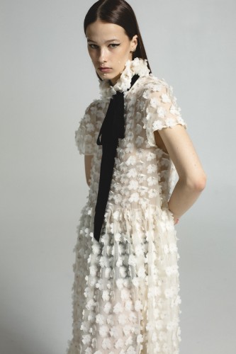 long light dress with black ribbon