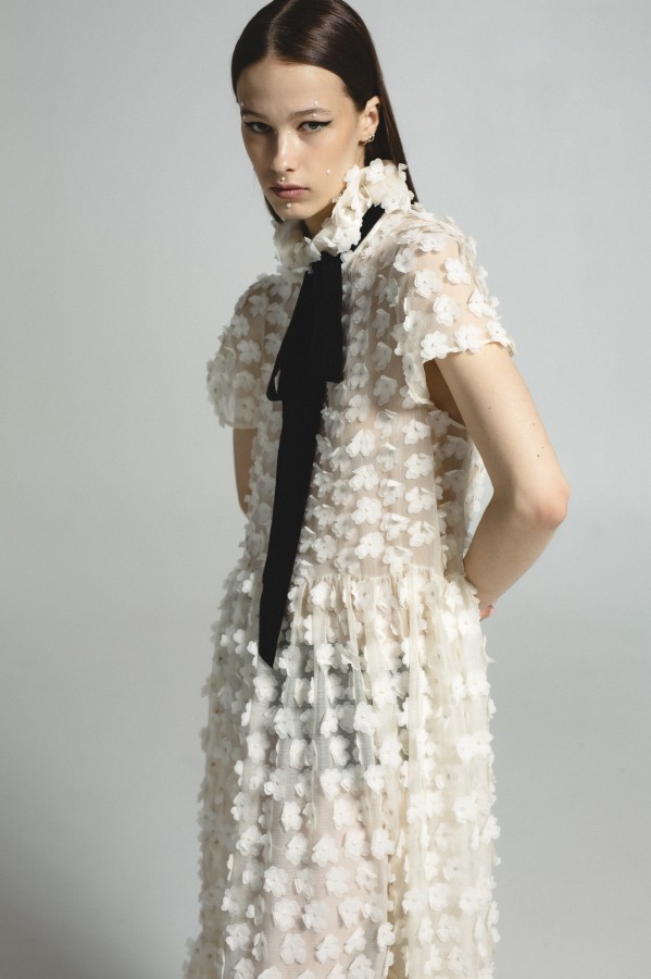 long light dress with black ribbon long light dress with black ribbon