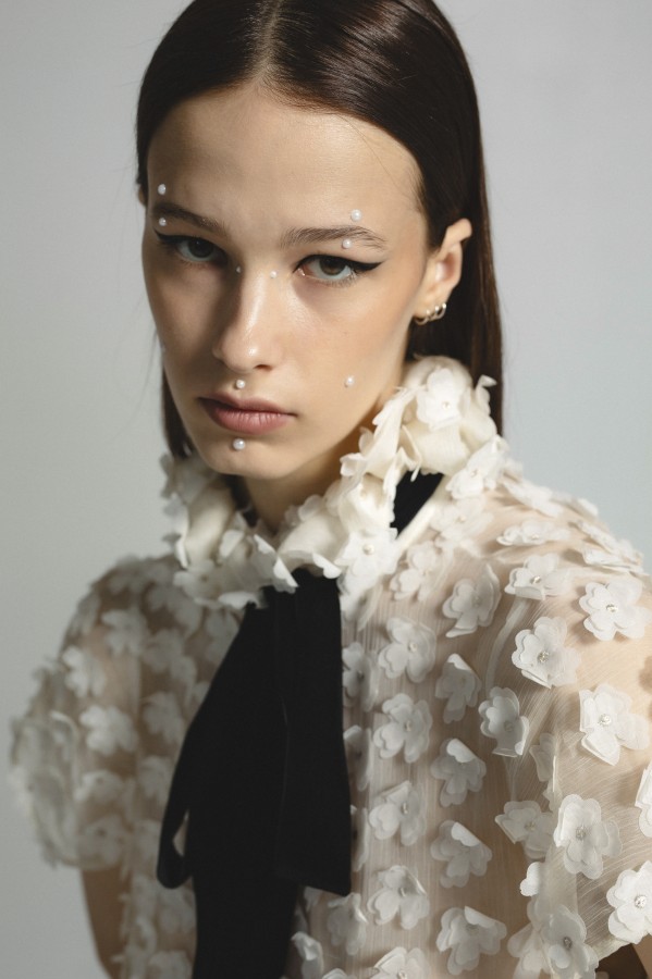 long light dress with black ribbon long light dress with black ribbon