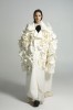 Avant Garde White Floral Coat, Editorial Photoshoot Coat, Couture Statement Coat, Oversized Designer Coat, Stage Costume, Artistic Fashion