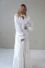 WHITE LONG DRESS WITH LONG SLEEVES AND RUFFLES