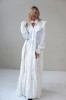WHITE LONG DRESS WITH LONG SLEEVES AND RUFFLES