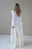WHITE LONG DRESS WITH LONG SLEEVES AND RUFFLES