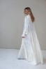 WHITE LONG DRESS WITH LONG SLEEVES AND RUFFLES