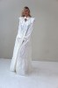 WHITE LONG DRESS WITH LONG SLEEVES AND RUFFLES