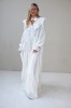 WHITE LONG DRESS WITH LONG SLEEVES AND RUFFLES