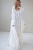 WHITE LONG DRESS WITH LONG SLEEVES AND RUFFLES