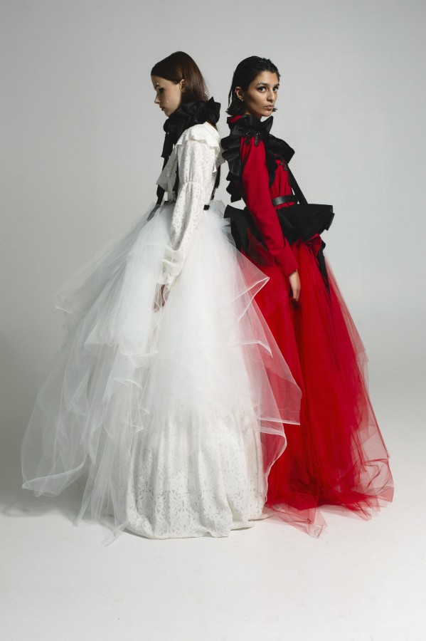 WHITE LONG DRESS WITH TULLE WHITE LONG DRESS WITH TULLE