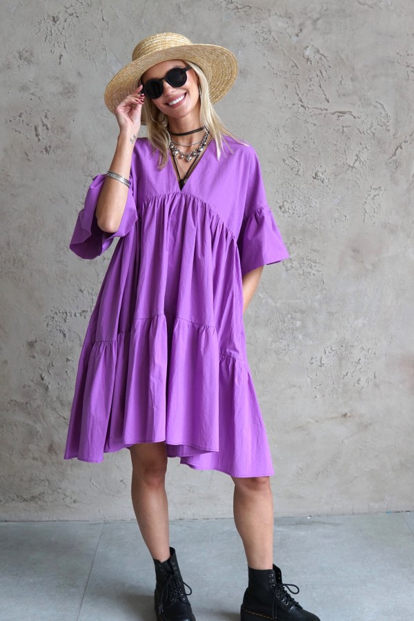 WIDE SILHOUETTE PURPLE DRESS