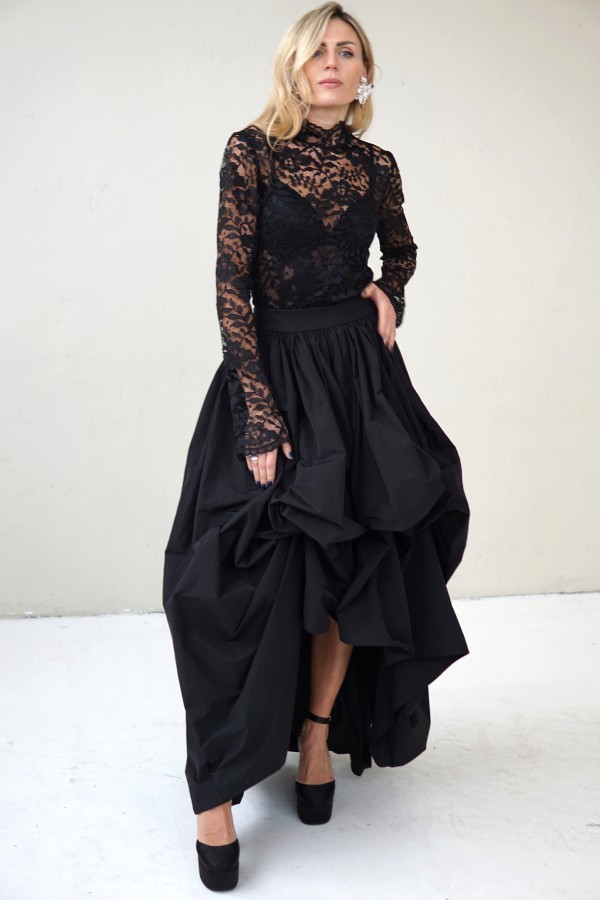 black evening lace blouse 