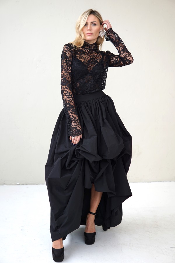 black evening lace blouse 