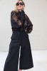 black evening lace blouse with a wide silhouette and taffeta collar and cuffs