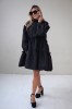 Black Jacquard Designer Dress – Luxury Puff Sleeve Knee Length Dress, Contemporary Slow Fashion Piece, Handmade in Europe