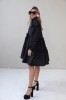 Black Jacquard Designer Dress – Luxury Puff Sleeve Knee Length Dress, Contemporary Slow Fashion Piece, Handmade in Europe