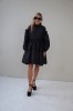 Black Jacquard Designer Dress – Luxury Puff Sleeve Knee Length Dress, Contemporary Slow Fashion Piece, Handmade in Europe