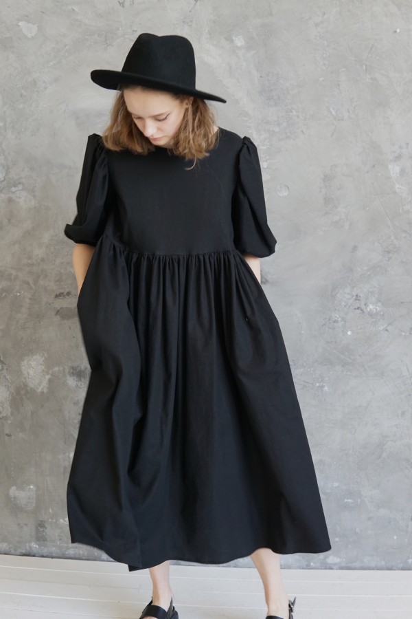 black linen dress