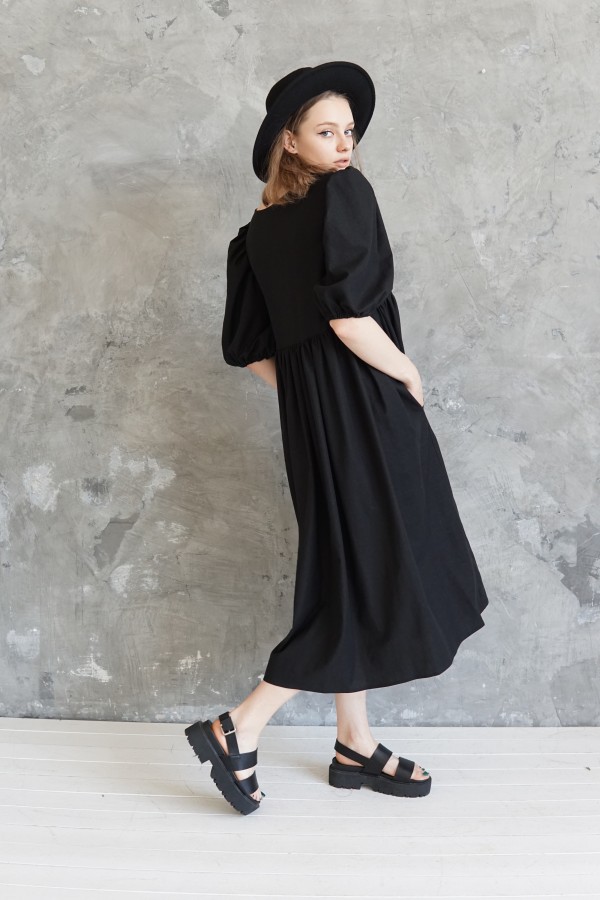 black linen dress