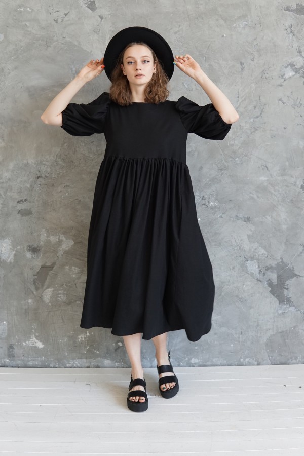 black linen dress