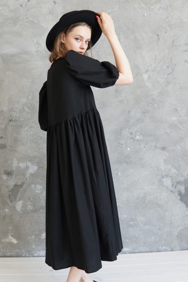 black linen dress