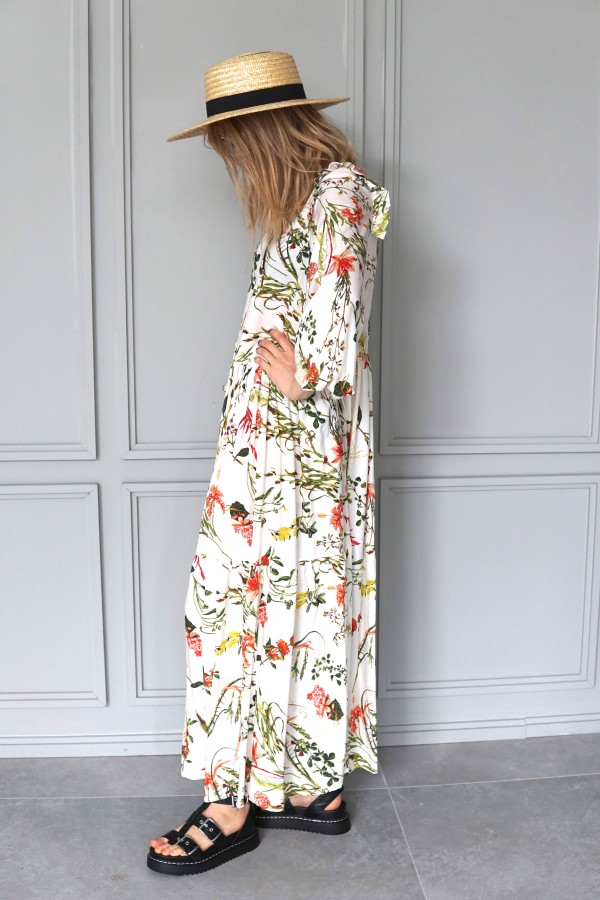 creamy floral dress