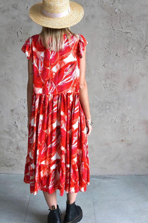 RED VISCOSE DRESS 