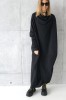 Long asymmetrical dress, Black maxi dress