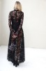 LONG BLACK LACE EVENING DRESS WITH STAND COLLAR