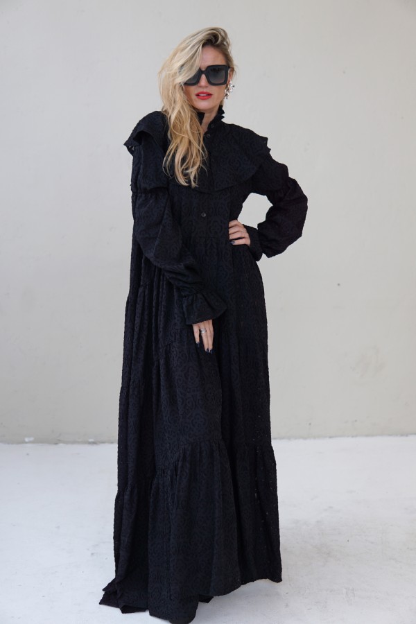 LONG DRESS WITH LONG SLEEVES AND RUFFLES