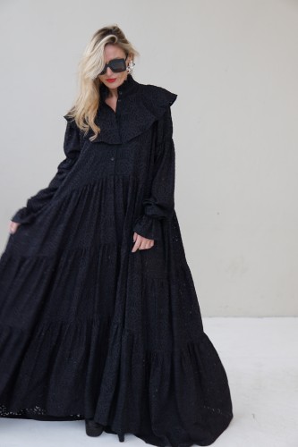 LONG DRESS WITH LONG SLEEVES AND RUFFLES