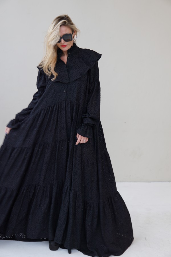 LONG DRESS WITH LONG SLEEVES AND RUFFLES