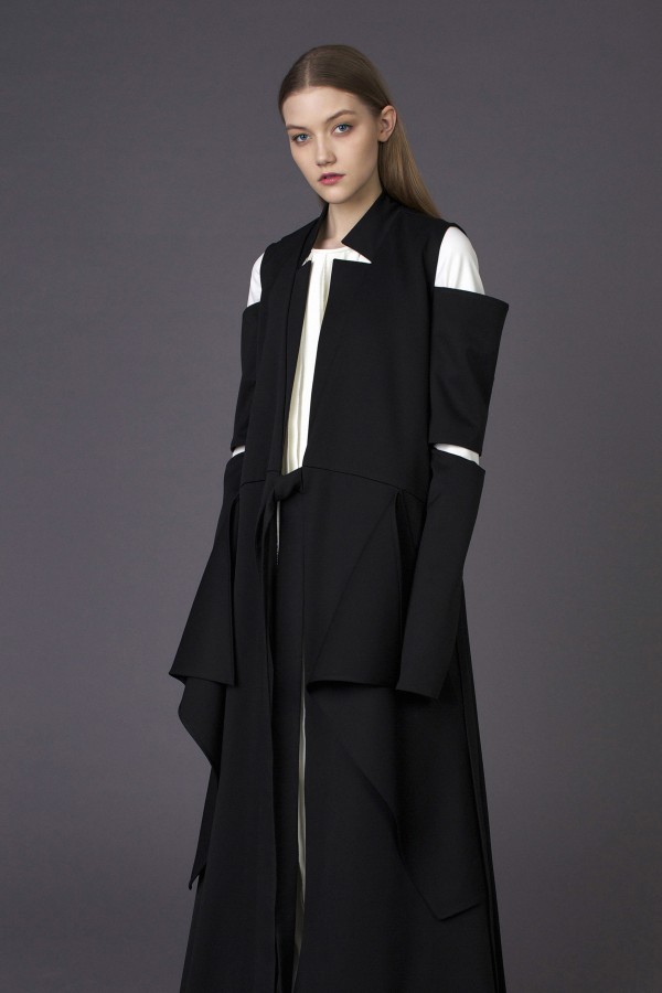 long coat with detail on sleeve