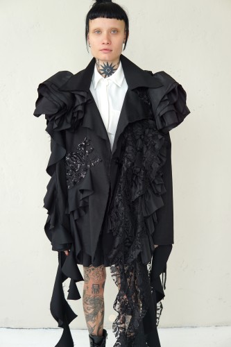 IMPRESSIVE ASYMMETRICAL BLACK WOOL JACKET  