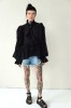 BLACK STYLISH BLOUSE WITH WIDE SLEEVES