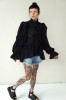 BLACK STYLISH BLOUSE WITH WIDE SLEEVES
