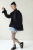 BLACK STYLISH BLOUSE WITH WIDE SLEEVES