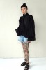 BLACK STYLISH BLOUSE WITH WIDE SLEEVES