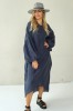 LOOSE SILHOUETTE GREY LINEN DRESS
