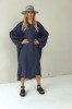 LOOSE SILHOUETTE GREY LINEN DRESS