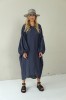 LOOSE SILHOUETTE GREY LINEN DRESS