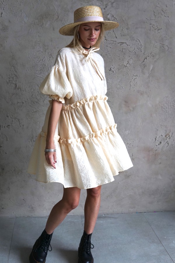 light dress with puff sleeves