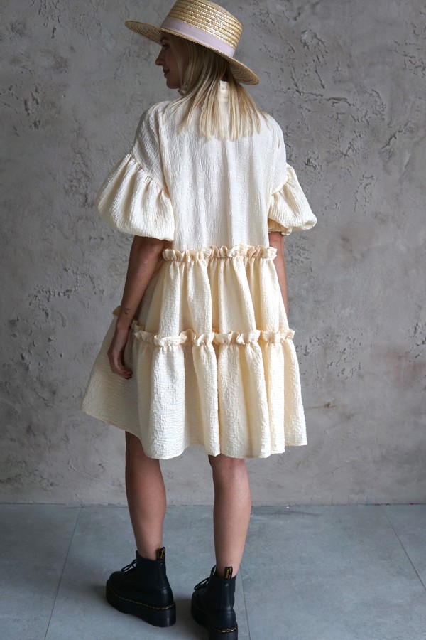 light dress with puff sleeves