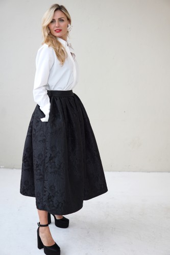 NEW  WIDE JACQUARD SKIRT