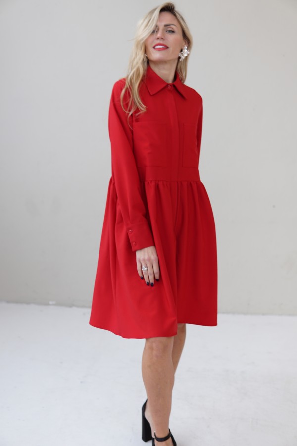 RED VISCOSE DRESS