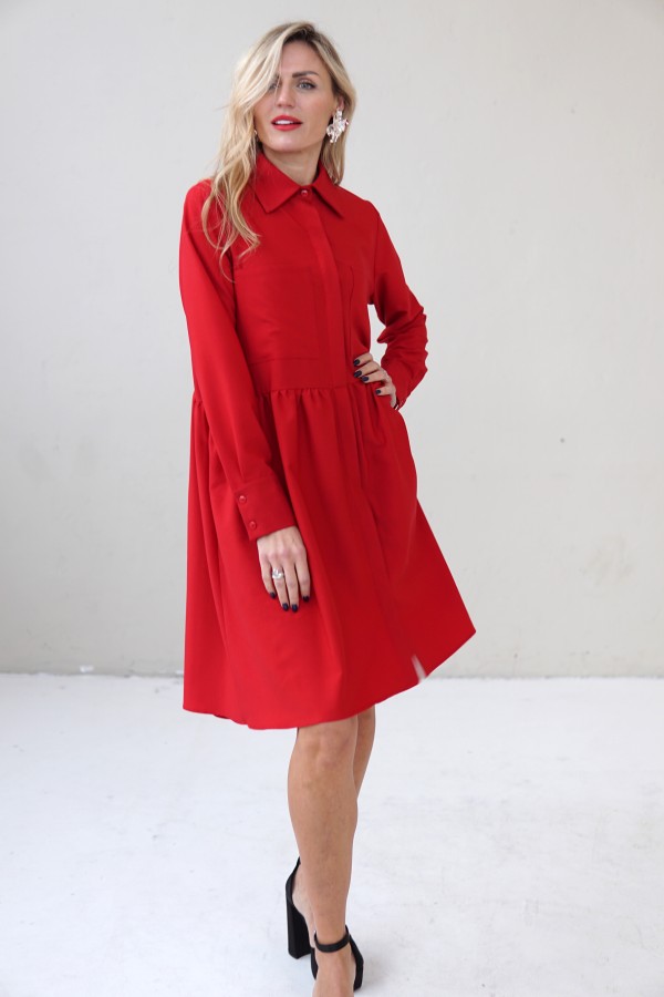 RED VISCOSE DRESS