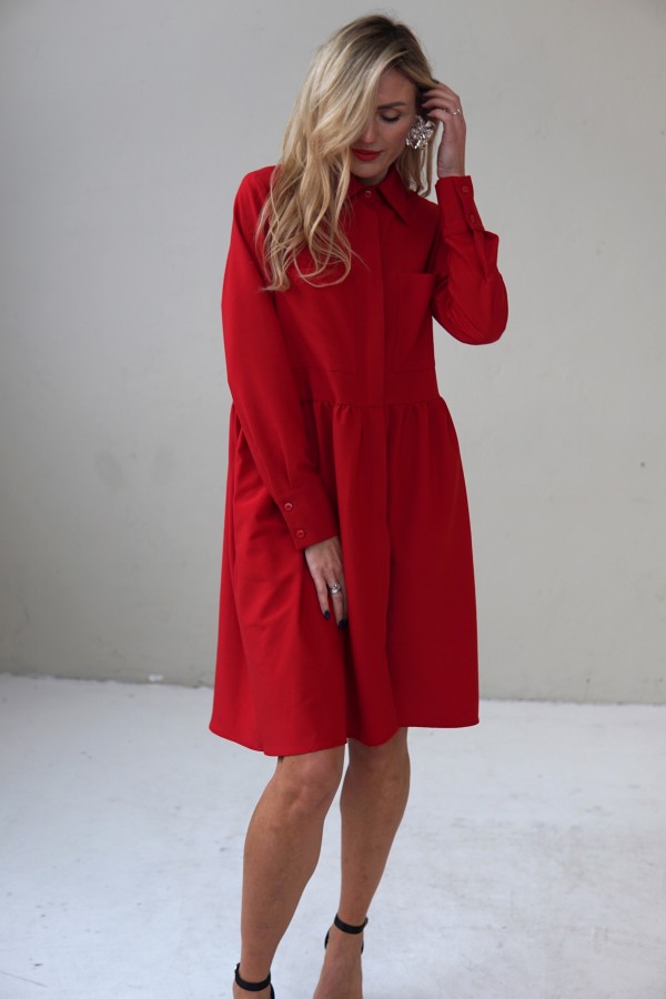 RED VISCOSE DRESS